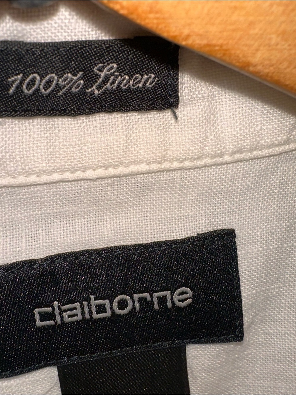 Claiborne LINEN 100% Shirt White Short-Sleeve Button Down - Picture 2 of 6
